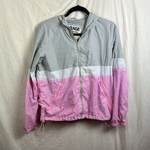 Garage Women's Windbreaker Size Large Pink white gray colorblock